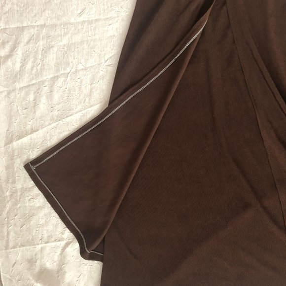 Vintage 70s Brown Ribbed Button Down Midi Dress with Decorative Ribbed Buttons - Picture 11 of 11